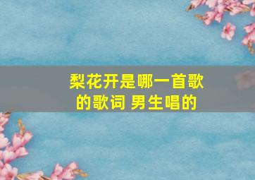 梨花开是哪一首歌的歌词 男生唱的